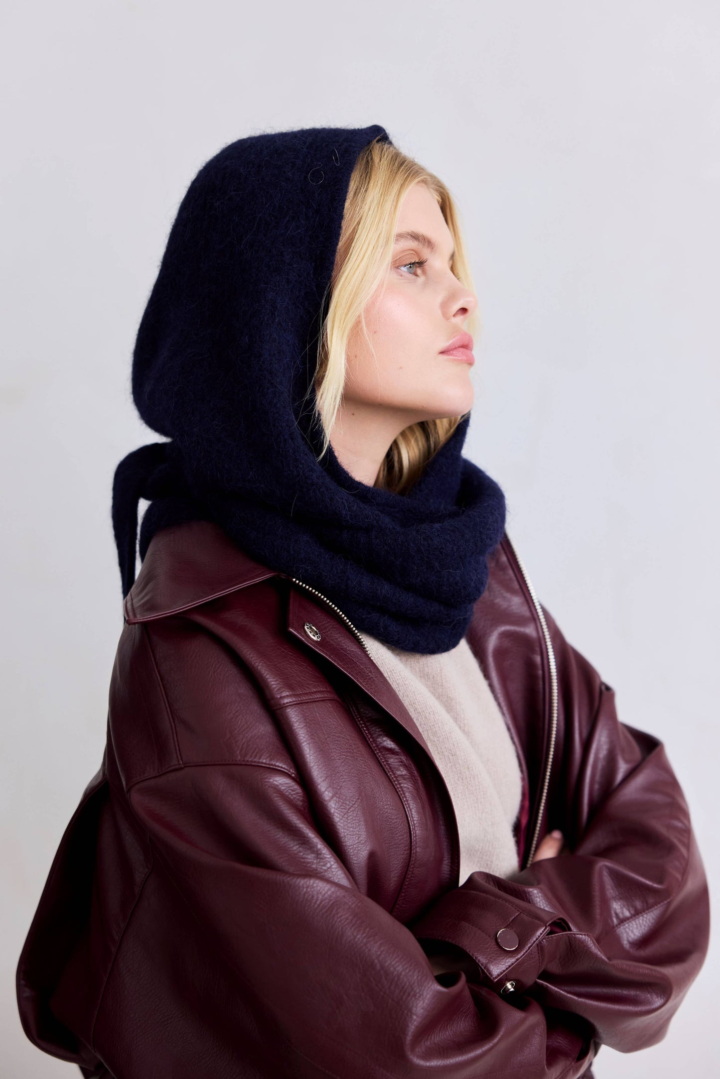 The Alpaca Hooded Scarf - Deep Sea Navy - AW25
