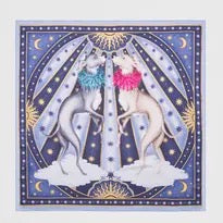 Blue Catherine Rowe Pet Portraits Whippet Silk Square Scarf