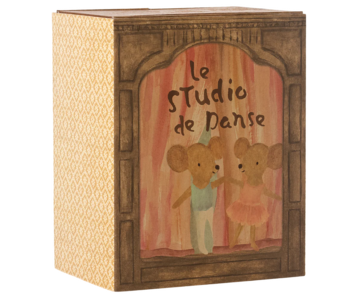 Ballet mice in dance studio, Little sister and brother in Stock