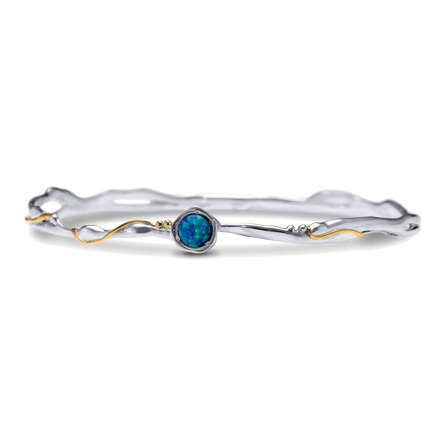 Handmade Sterling Silver Delicate Opalite Bangle