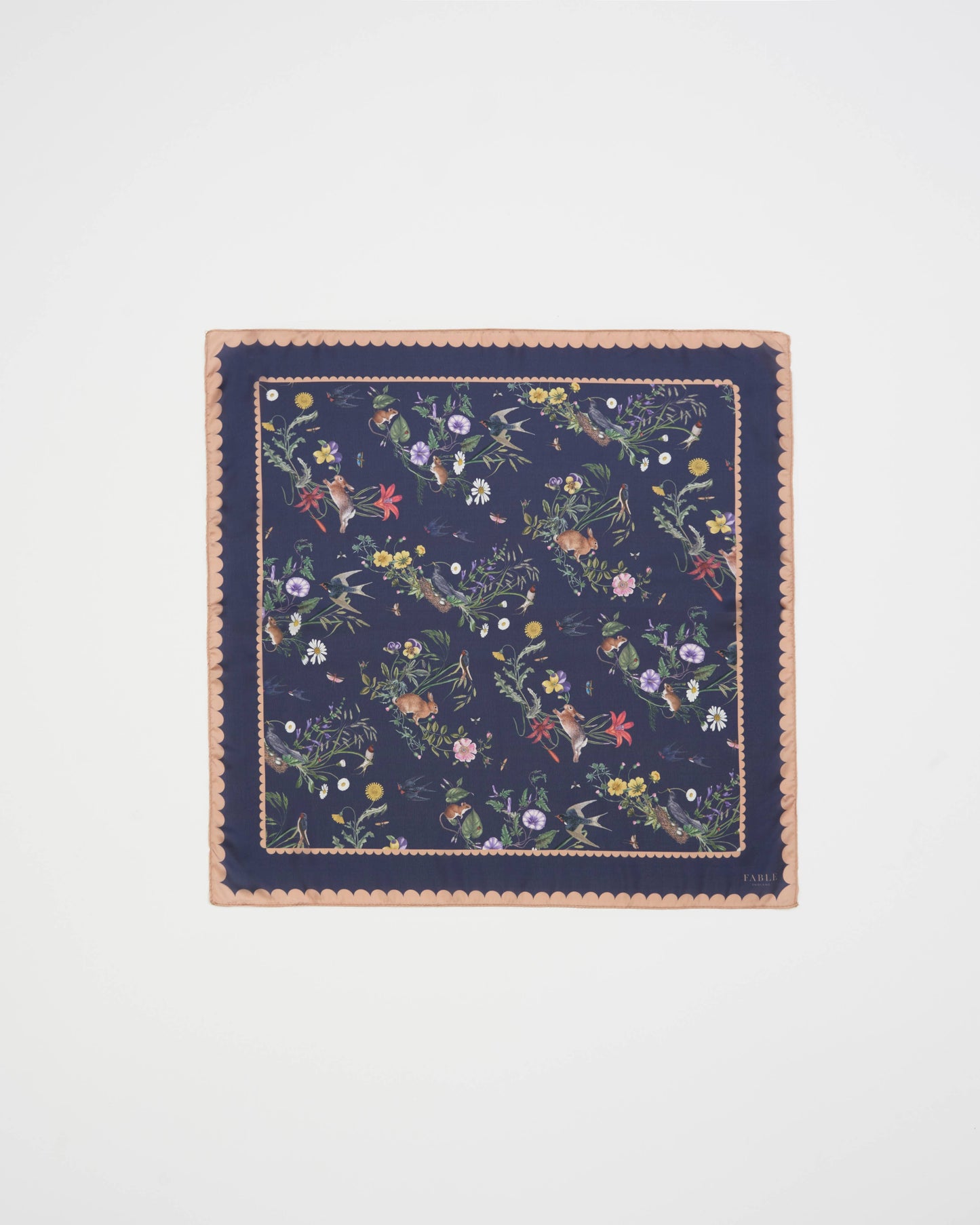 FABLE Navy Running Bunny Toile Square Scarf