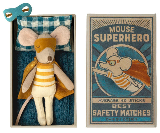 Maileg Superhero Mouse in a Matchbox, Little Brother