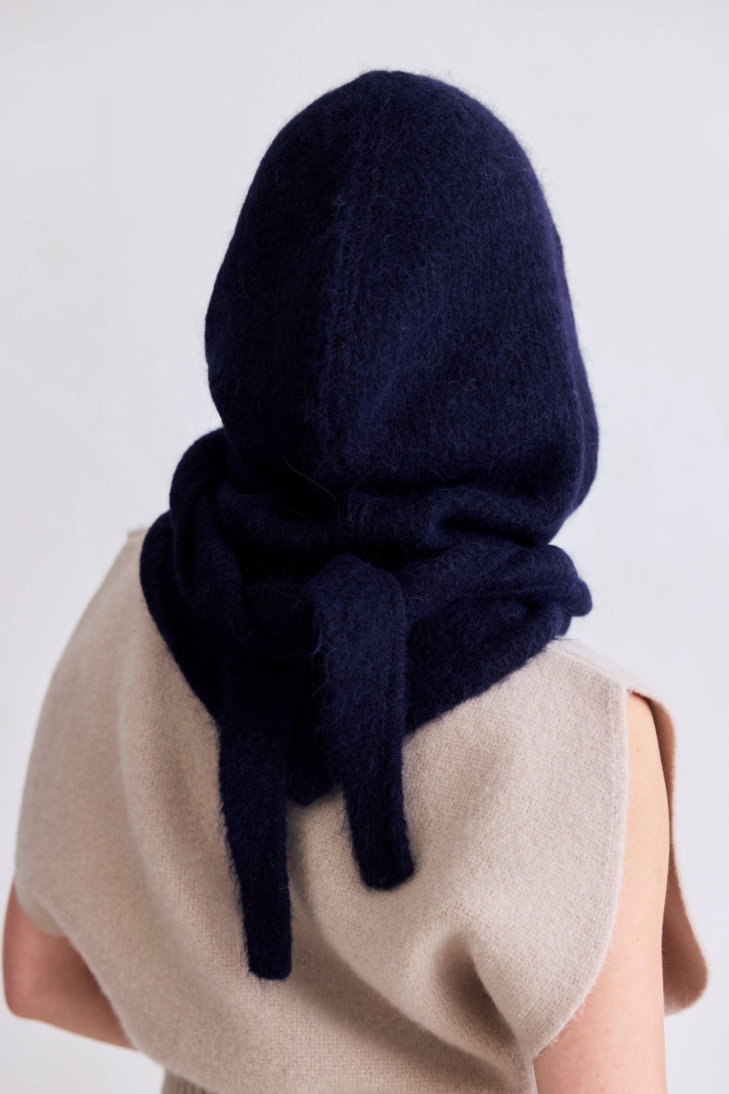 The Alpaca Hooded Scarf - Deep Sea Navy - AW25