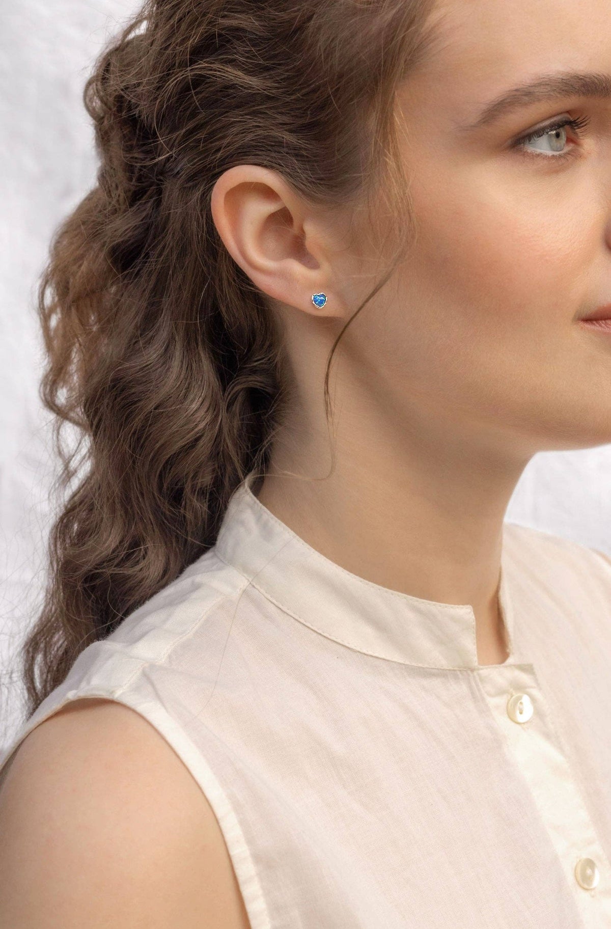 Opalite Heart Stud Earrings