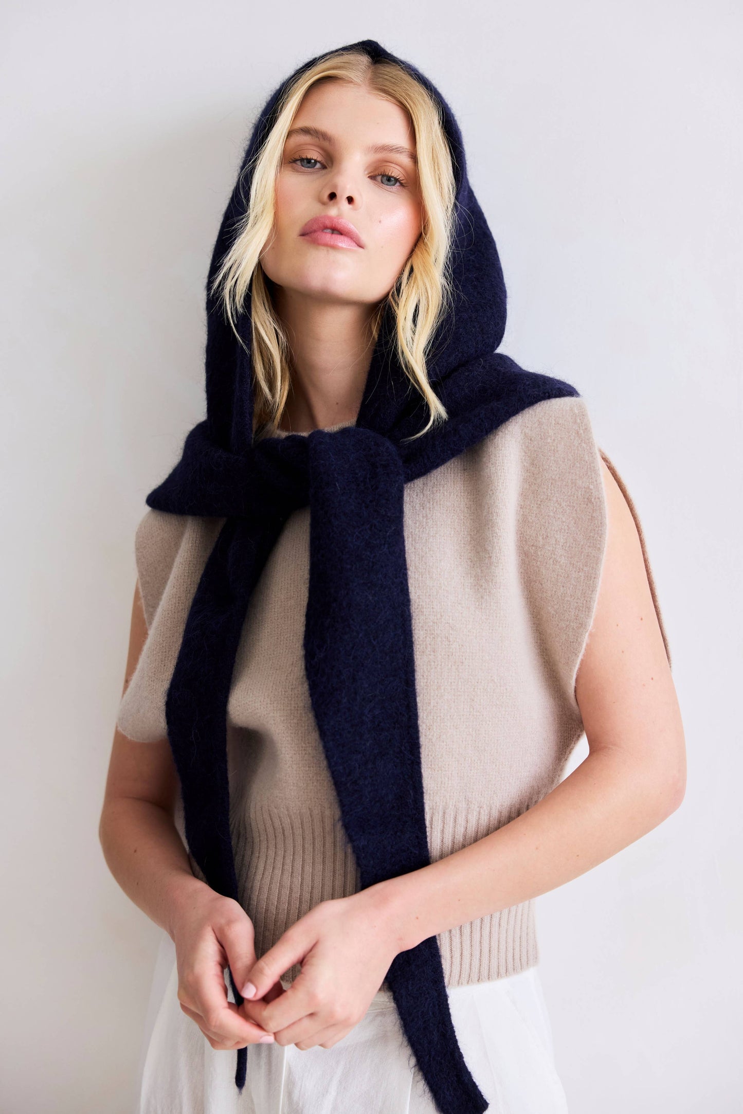 The Alpaca Hooded Scarf - Deep Sea Navy - AW25