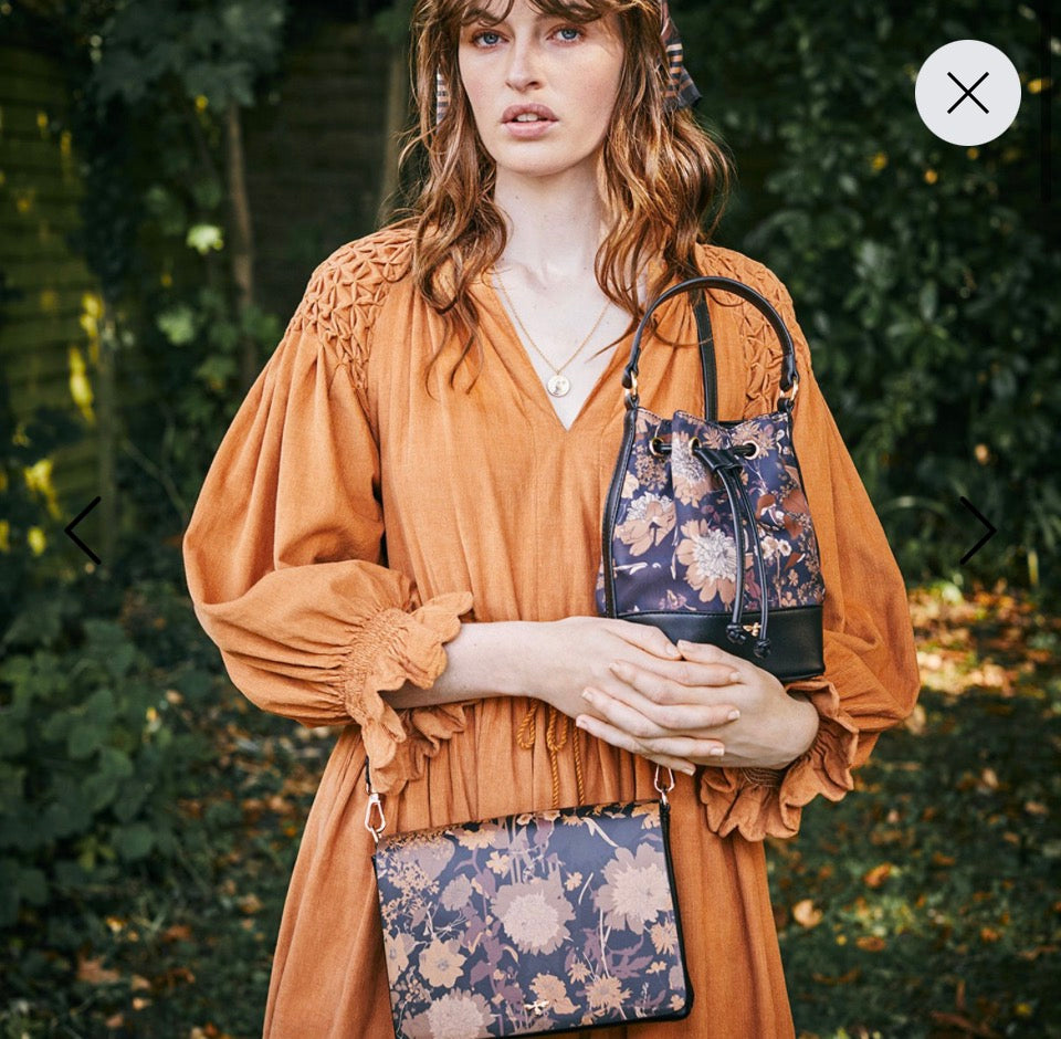 Fable England Deco Blooms Black Crossbody Handbag