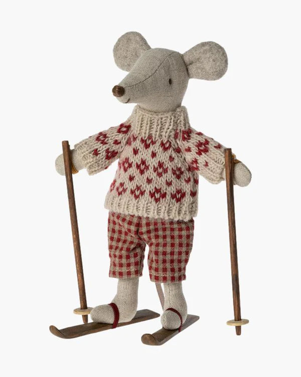 Winter mouse with ski set, mum -