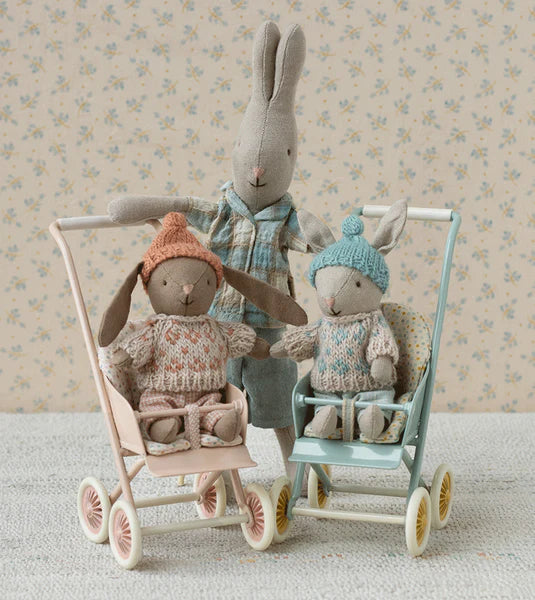 Micro Brown Winter Rabbit in Rose Knitted Outfit by maileg