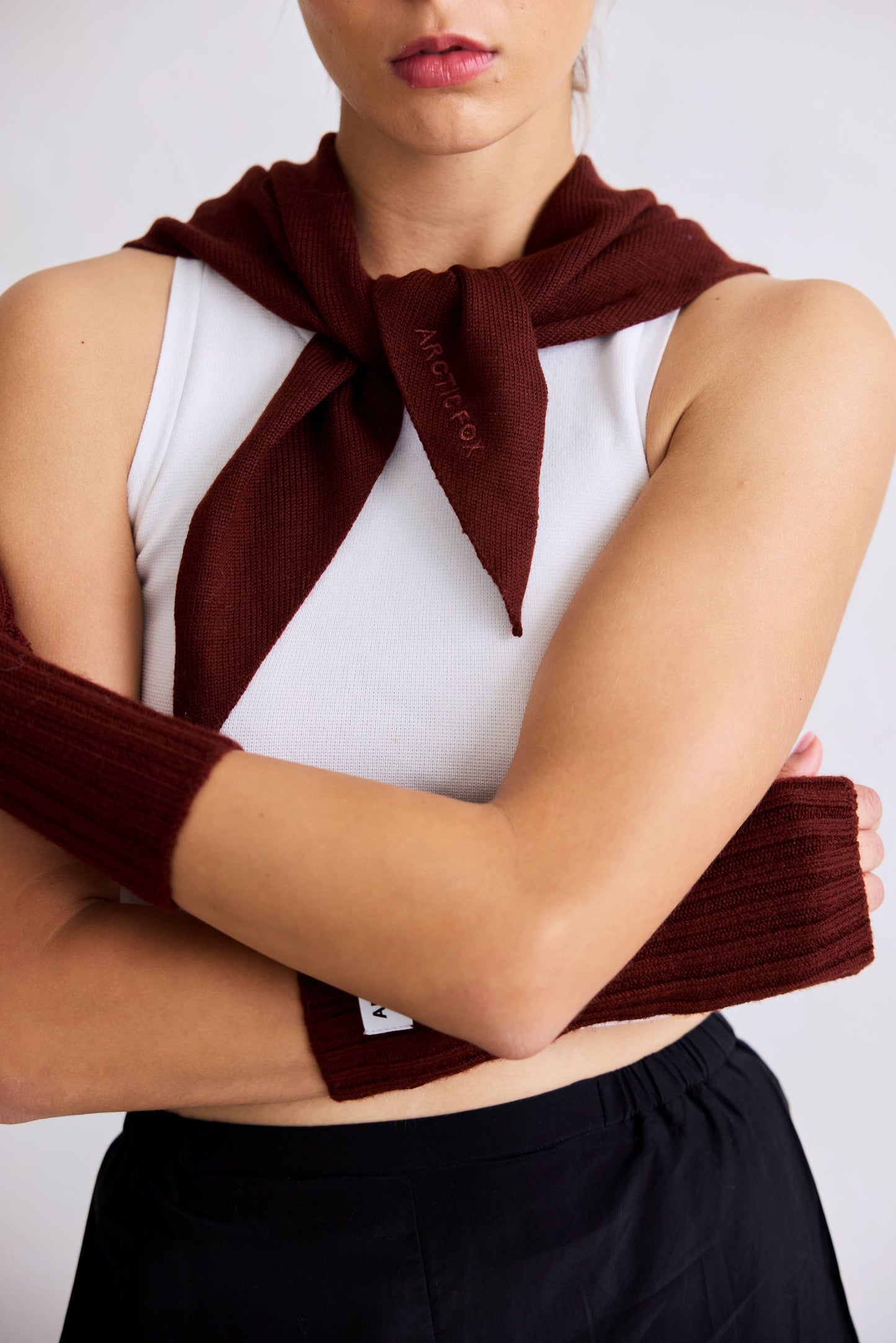 Merino Wool Triangle Scarf - Dark Walnut Brown - AW25
