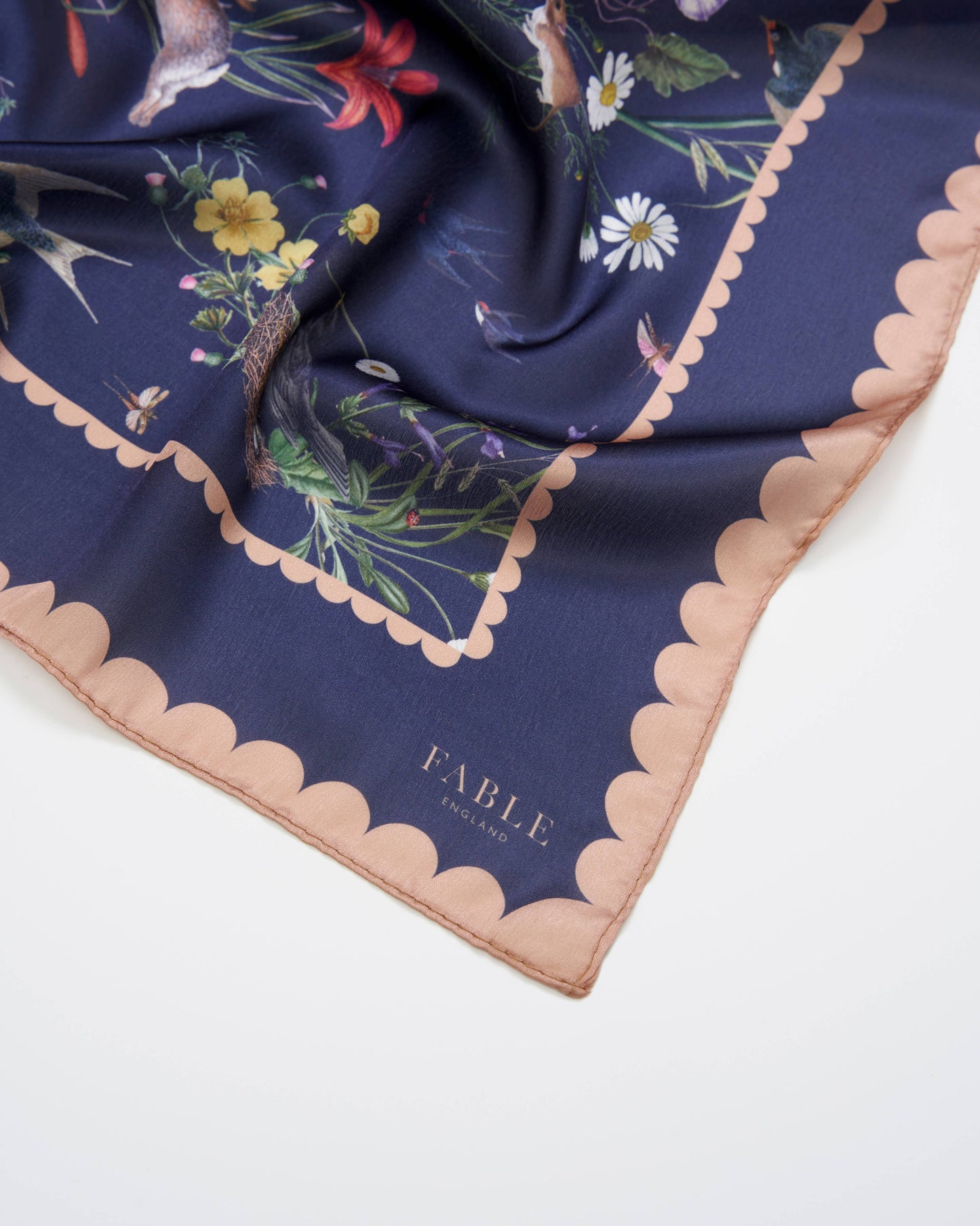 FABLE Navy Running Bunny Toile Square Scarf
