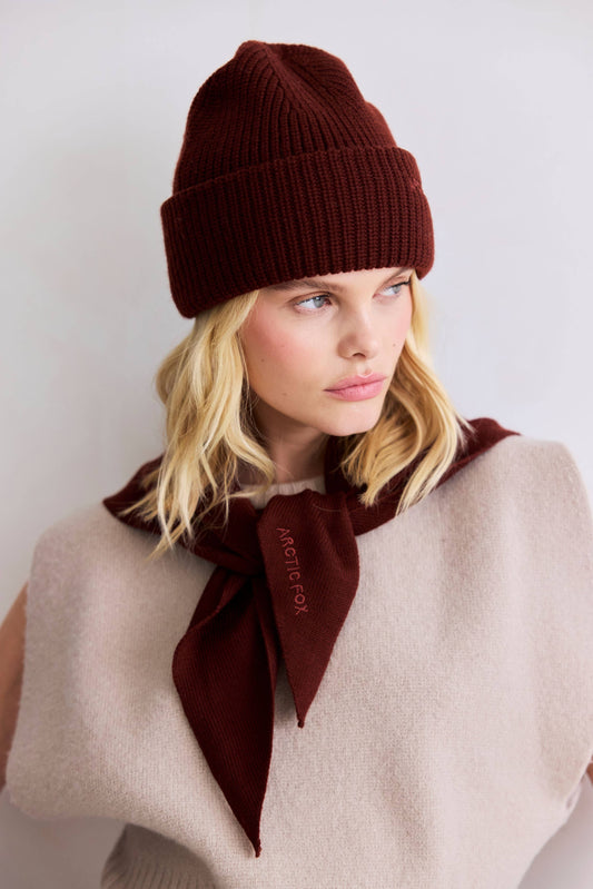 Merino Wool Triangle Scarf - Dark Walnut Brown - AW25
