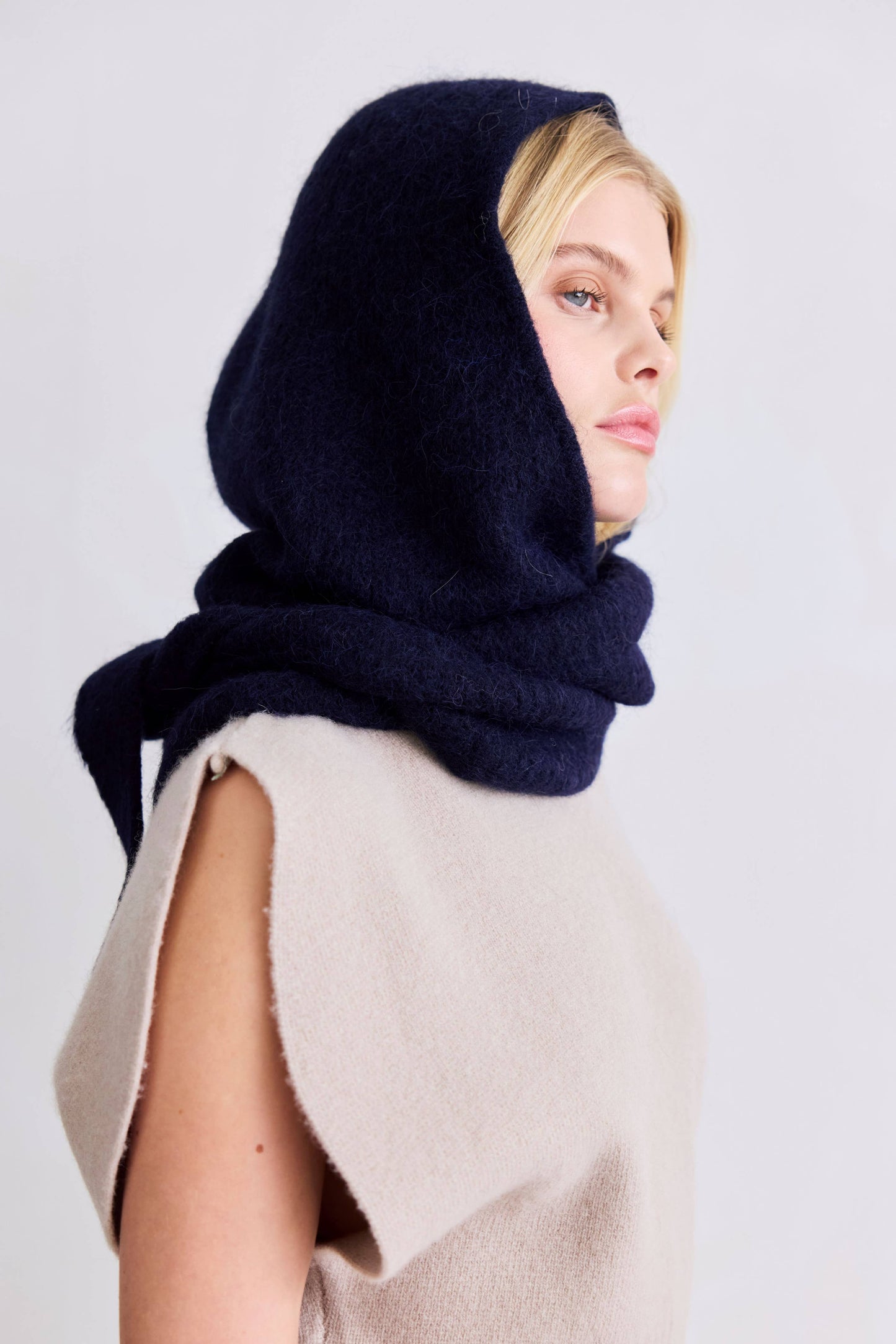 The Alpaca Hooded Scarf - Deep Sea Navy - AW25