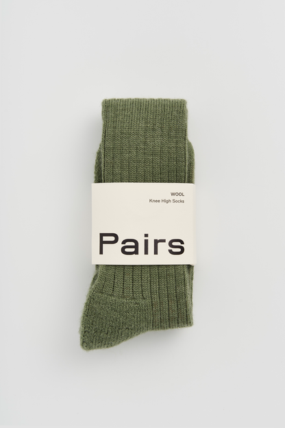Glen Green Wool Knee High Socks