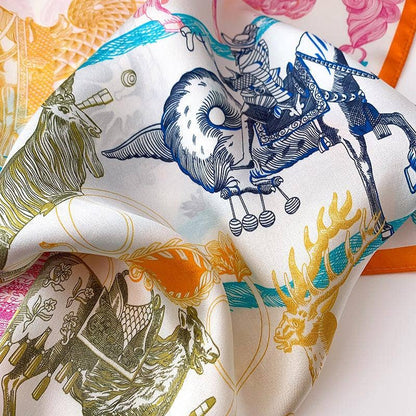 Vintage Pegasus Pattern 100% mulberry Silk Scarf/Silk head scarf/Silk hair scarf/Silk neck scarf/Mother's Day Gifts/Bag Accessory/Gift for her