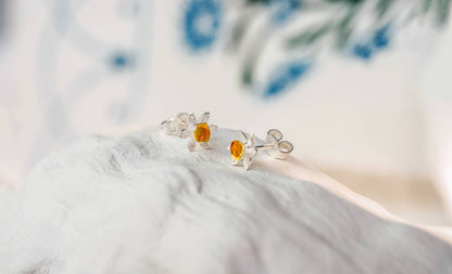 Handmade Sterling Silver and Gold Daffodil Studs