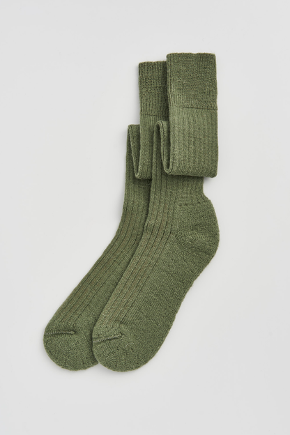 Glen Green Wool Knee High Socks