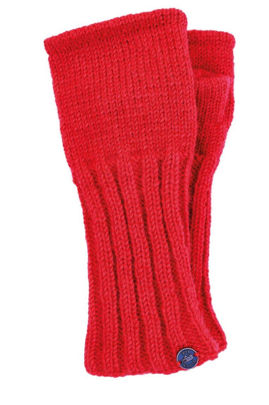 Plain Rib Wristwarmers - Knitted Pure Wool - Fair Trade Red