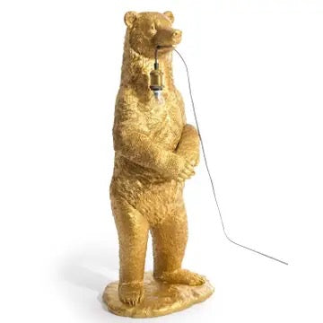 Antique Gold Standing Bear Floor Lamp