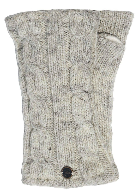 Cable Wristwarmers - Knitted Pure Wool - Fair Trade natural