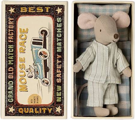 Maileg Big Brother Mouse in a Matchbox - Blue Pyjamas