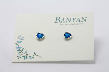 Opalite Heart Stud Earrings