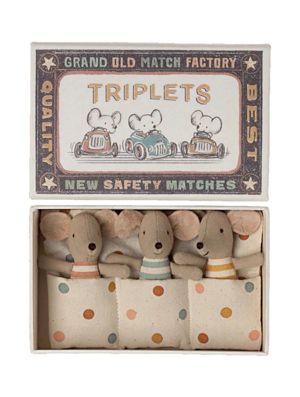 Maileg Baby Mice, Triplets in Matchbox