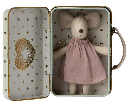 Angel mouse in suitcase