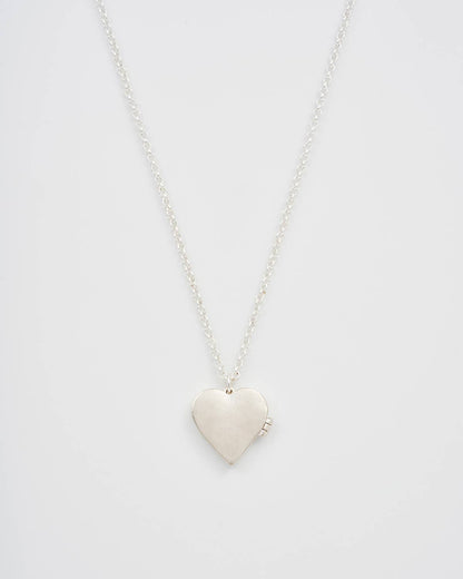 Floral Heart Silver Locket Necklace