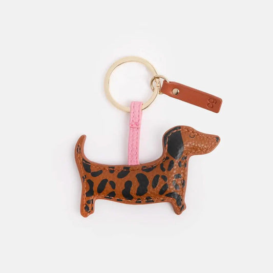 Tan Leopard Sausage Dog Novelty Keyring