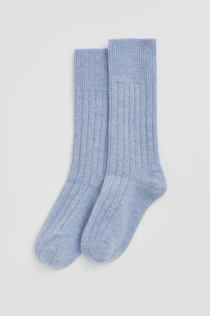 Morning Blue Merino Bed Socks