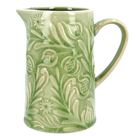 Stoneware Jug 10cm - Green Country Flowers