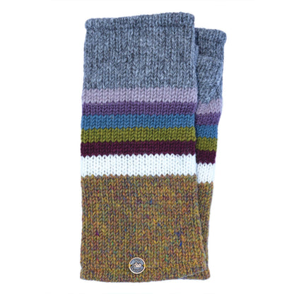 Heather Edge Wristwarmers - Knitted Pure Wool - Fair Trade