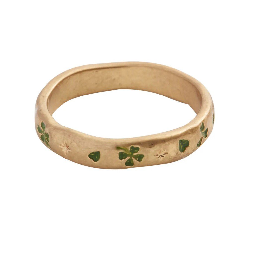 Fable Four Leaf Clover & Pearl Ring (Medium)