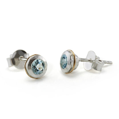Handmade Sterling Silver Blue Topaz Stud Earrings