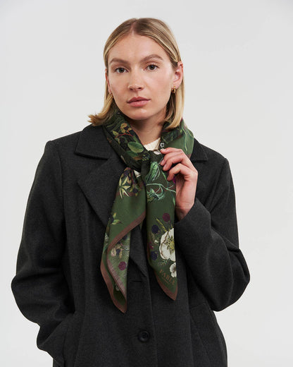 Orla Narrative Medium Square Scarf in Khaki