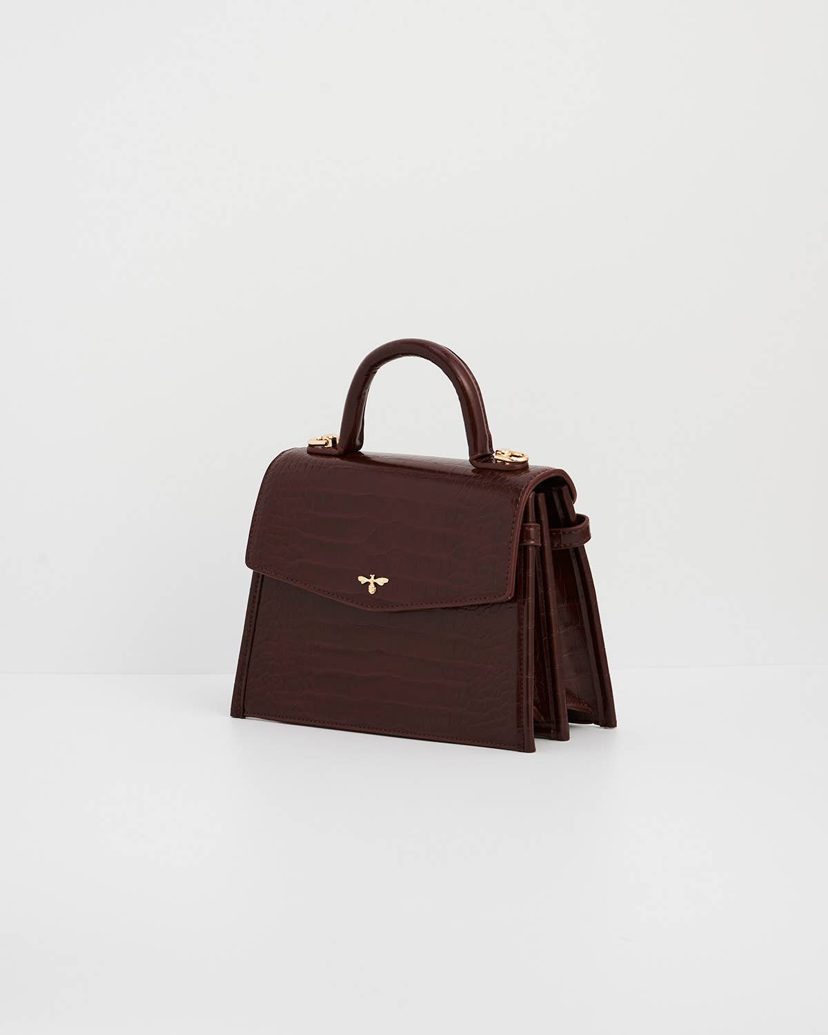 Eliza Small Top Handle Bag in Burgundy Croc