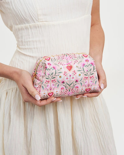 Floral Heart Pink Pouch