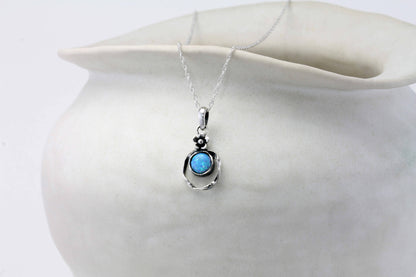 Handmade Sterling Silver Opalite Pendant with Flower Detail