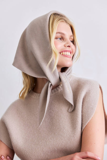 Merino Wool Triangle Scarf - Soft Taupe - AW25