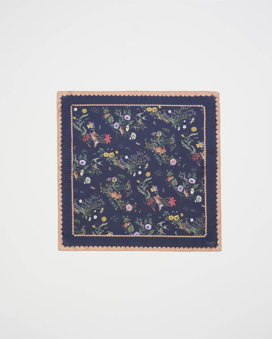 FABLE Navy Running Bunny Toile Square Scarf