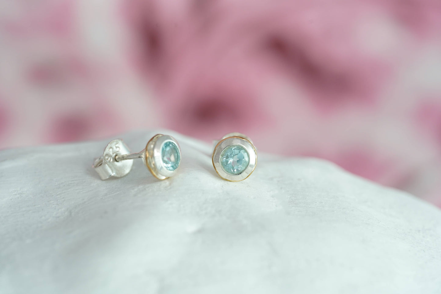 Handmade Sterling Silver Blue Topaz Stud Earrings