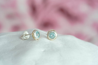 Handmade Sterling Silver Blue Topaz Stud Earrings