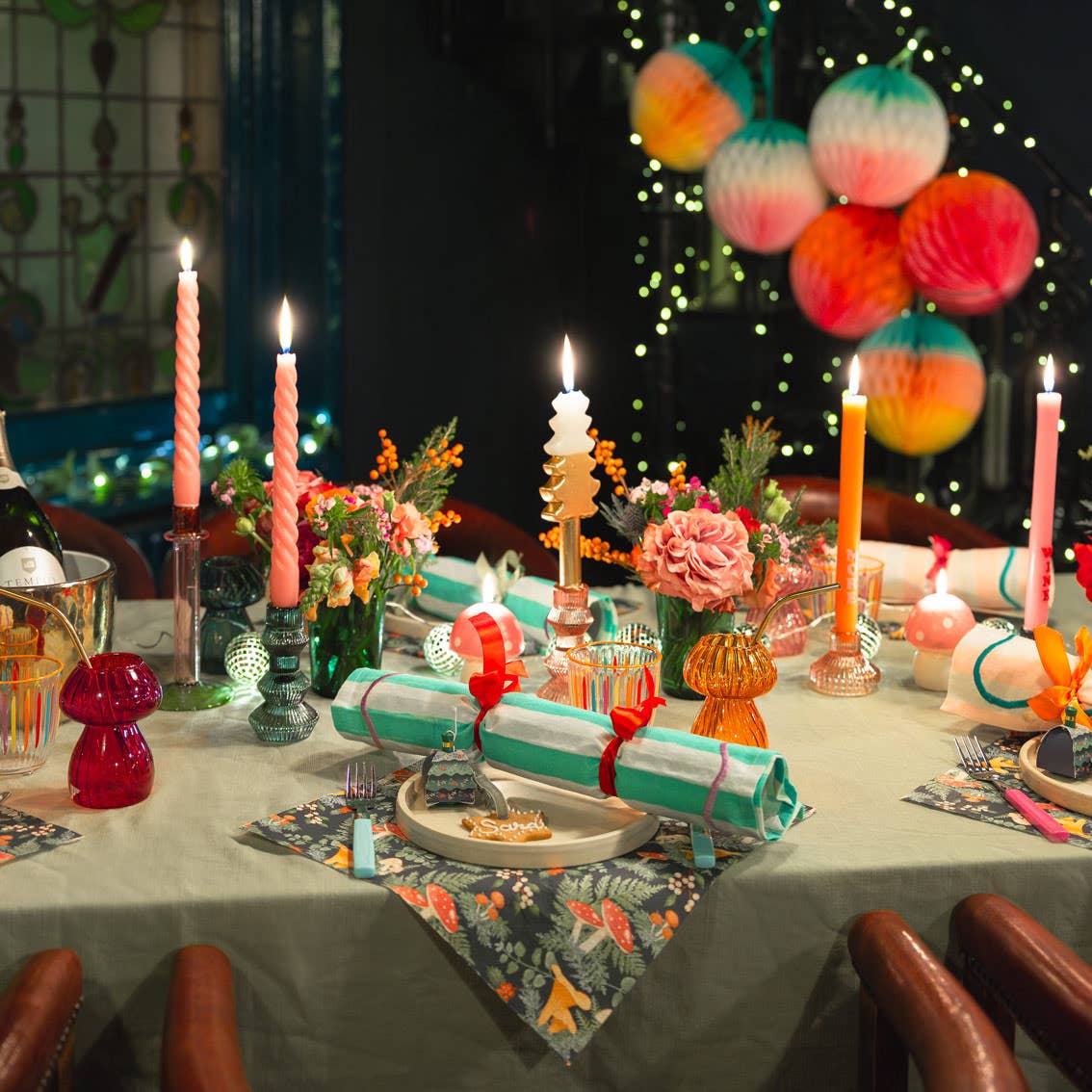 Gold Christmas Tree Dinner Candles | 2 Pack | Xmas Candles |