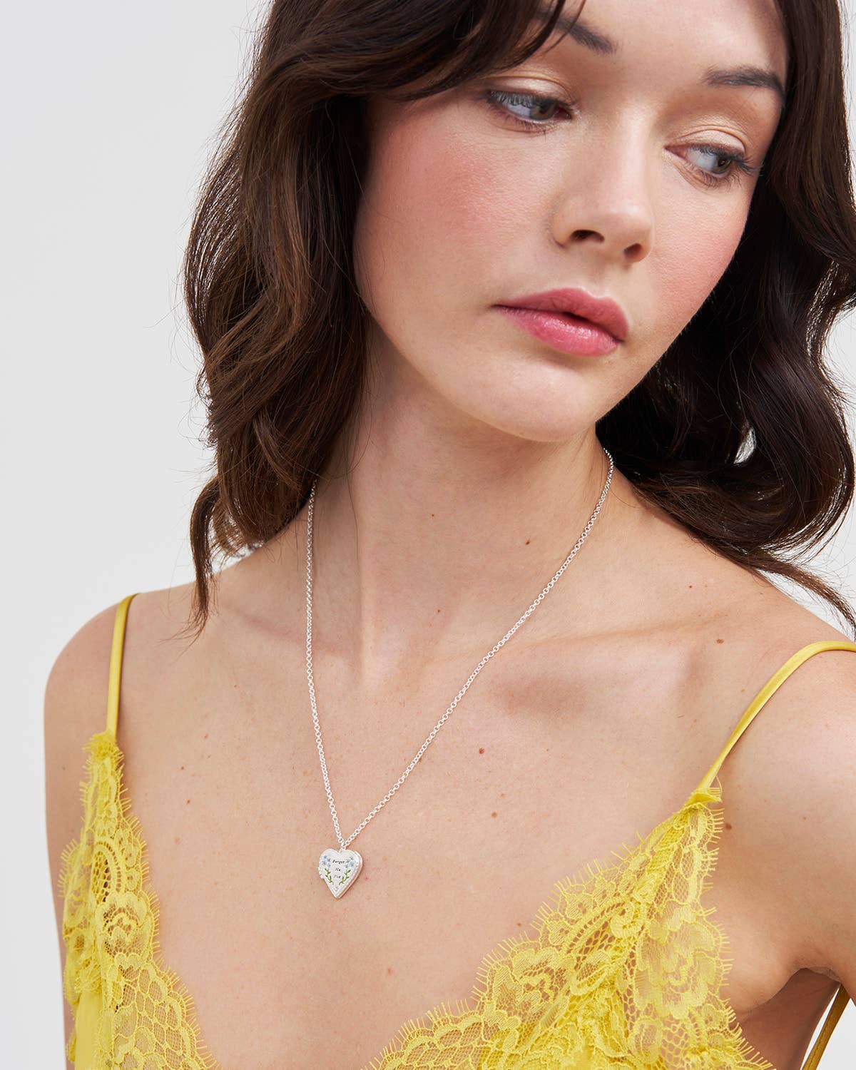 Floral Heart Silver Locket Necklace