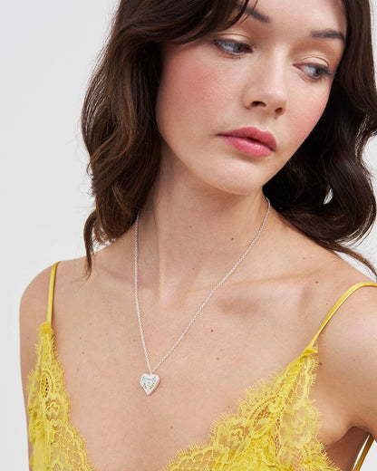Floral Heart Silver Locket Necklace
