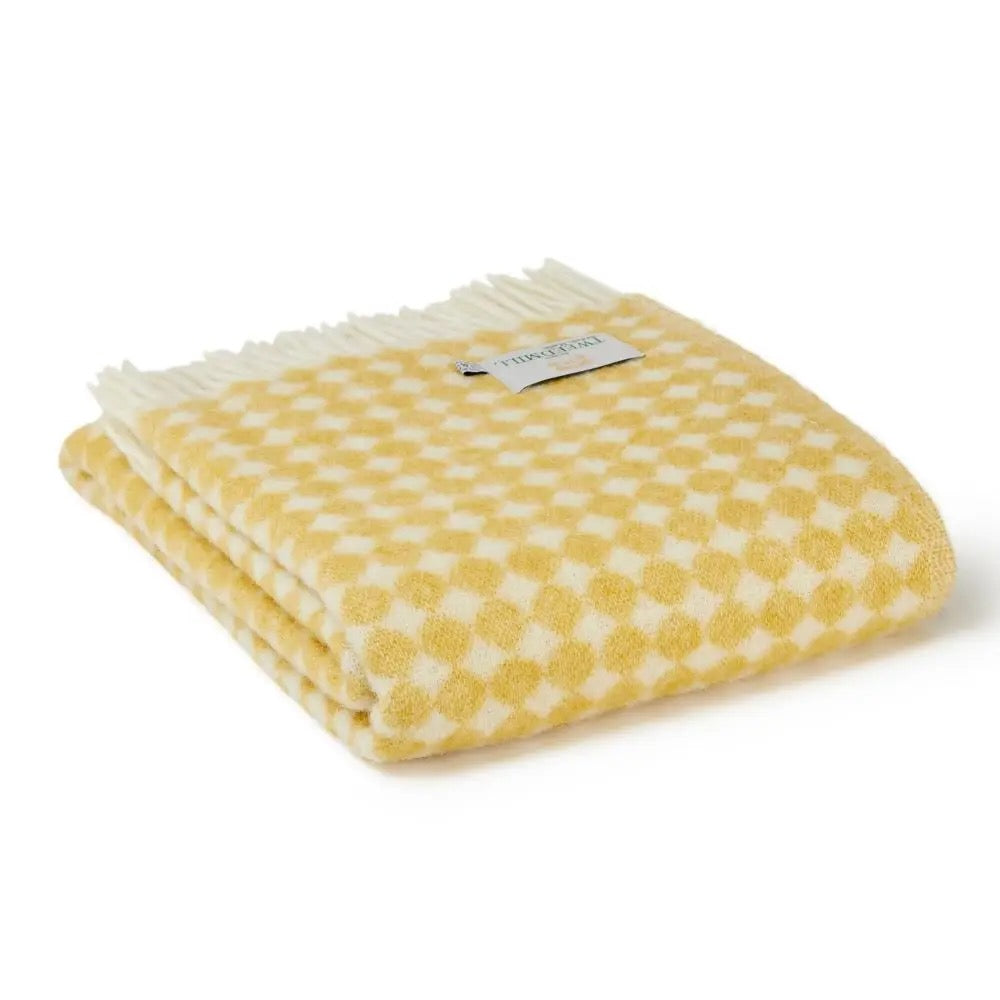 Reversible Jacquard Spot Pure New Wool Blanket Color Oil Yellow