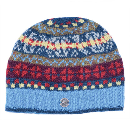 Fair Isle Beanie Pure Wool Hat - Knitted - Fair Trade