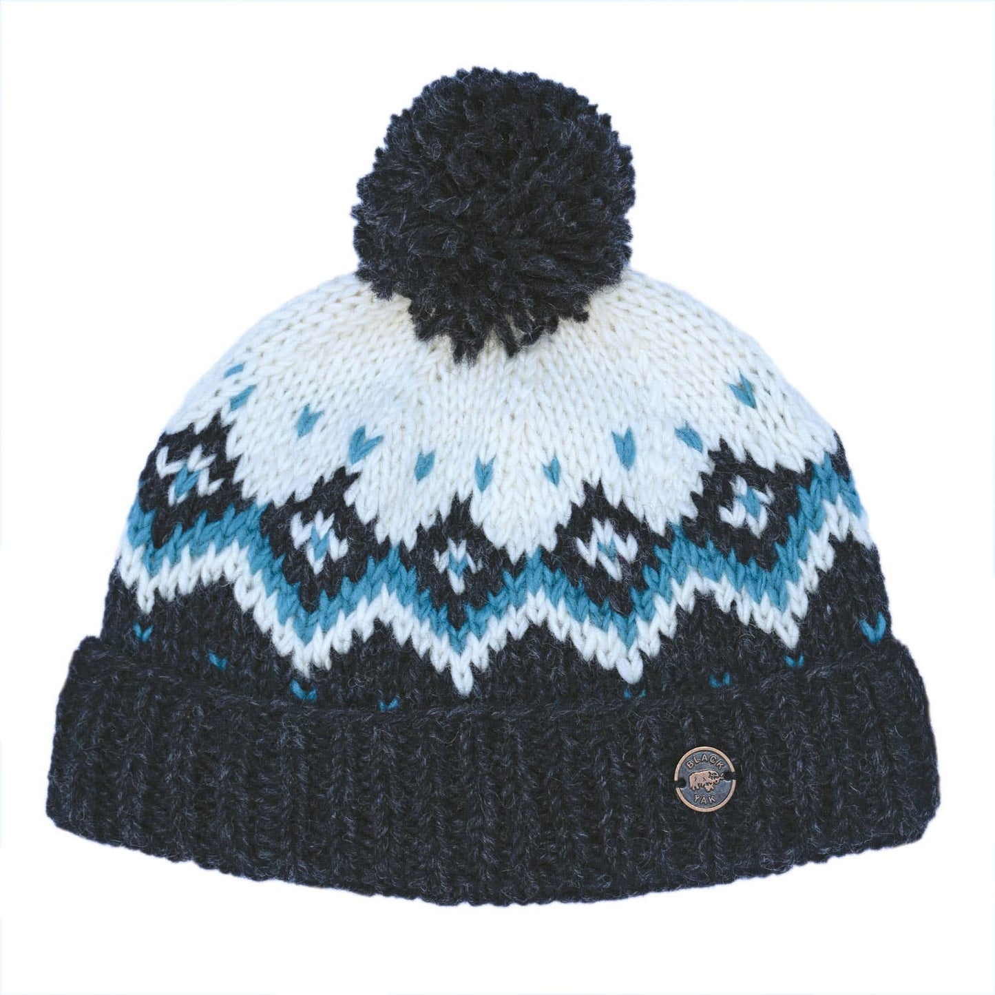 Dot Diamond Bobble Hat - Pure Wool - Knitted - Fair Trade