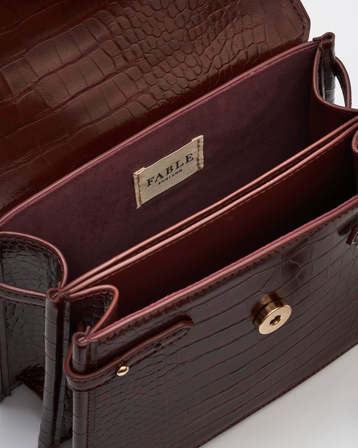 Eliza Small Top Handle Bag in Burgundy Croc