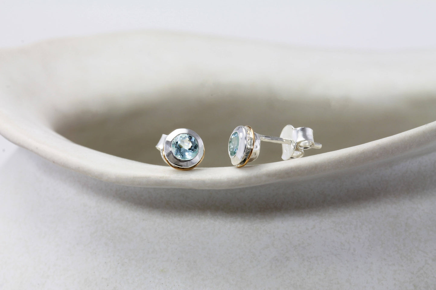 Handmade Sterling Silver Blue Topaz Stud Earrings